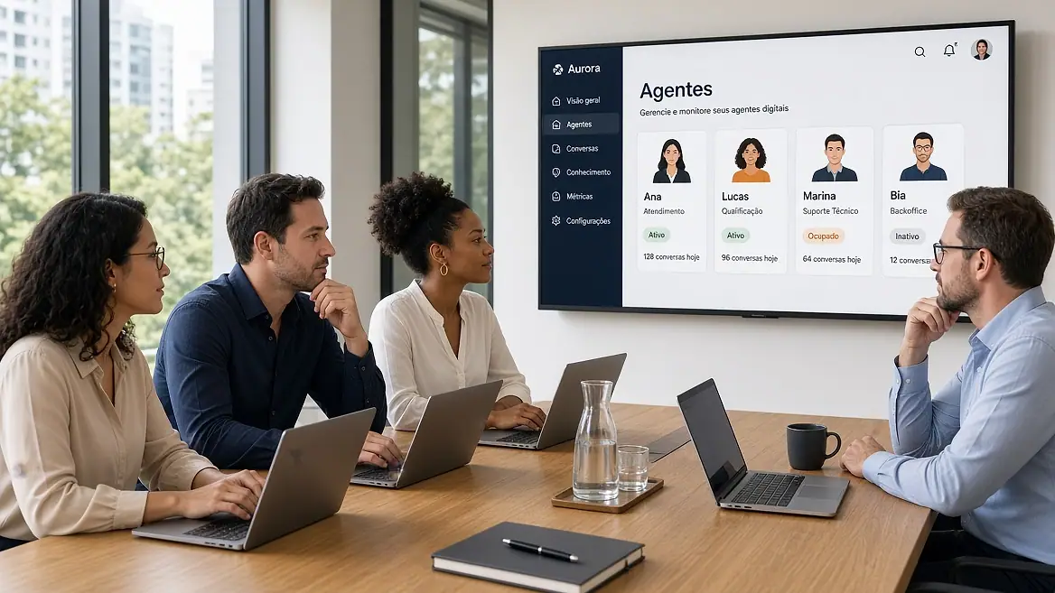 Visual representation of an AI agent department working alongside people.